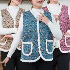 여성 누빔 꽃 무늬 김장 할머니 옷 겨울 조끼