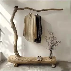 원목행거 코트랙 드레스룸 선반 나뭇가지 틈새 빈티지 옷걸이 의류매장