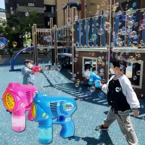 5분에 10000개 5구 연발 터보 버블건 자동 비누방울총 회전 분사 버블 건전지포함