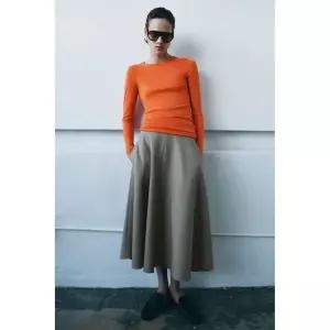 ZARA ZW 컬렉션 헤링본 케이프 스커트 - 그레이 베이지