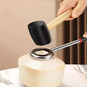 코코넛 오프너 따개 기계 구멍 펀치 뚫기 고무 망치