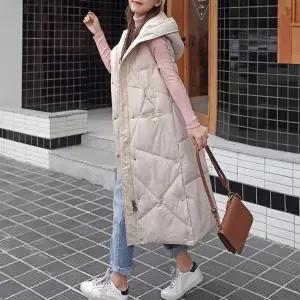 모노무드 여성 봄가을 간절기 롱패딩 후두 조끼 스타일 1153137