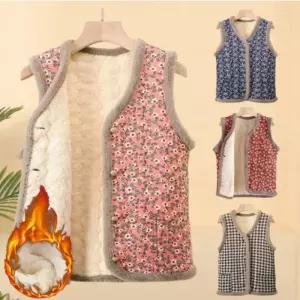 겨울 방한 꽃무늬 누빔 할머니 조끼 양털 촌캉스 레트로 김장 베스트 1114334