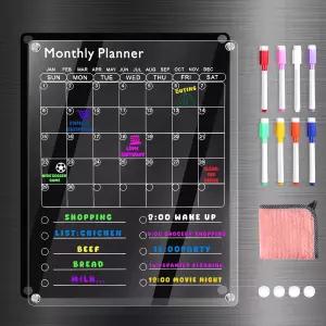 EIiovcnya 대형 아크릴 자기 냉장고 달력 냉장고용 클리어 드라이 이레이즈 보드 할 일식료품 목록을 위한