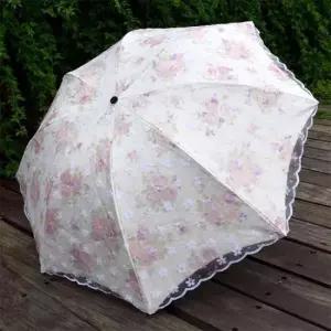 웨딩소품 레이스 장미 로즈 꽃무늬 UV 선블럭 양산