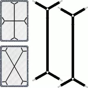 Xunesip 침대 시트 스트랩 2Pcs 탄성 조절식 홀더 금속 클립으로 제자리에 고정할 수 있는 장착 매트리스