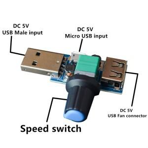 USB 선풍기 거버너 풍속 컨트롤러 스위치 속도 모듈 볼륨 레귤레이터 DC 4V-12V 드롭