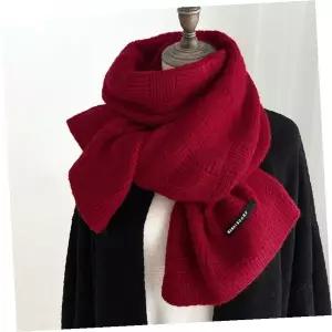 여성 겨울 목도리 와인색 니트 스카프 따뜻한 방한용품 고급 부드러운