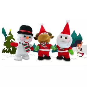 말따라쟁이 크리스마스 인형 3종 23cm 랜덤 댄싱 댄스 춤추는 선물용 어린이 산타 루돌프 눈사람