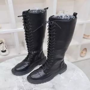 [블리아르]라운드 토 레이스업 통굽 워커 롱부츠 6cm BLMD500047_GN