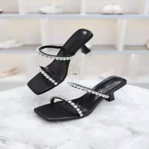 [블리아르]큐빅 이선 미들힐 슬리퍼 샌들 7cm BLMD500390_GN