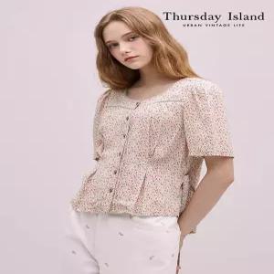 [써스데이아일랜드][Thursday Island] 플라워 패턴 벨트 블라우스(T244MBL250W)