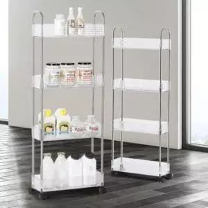 [생활] 주방 선반 수납 투명슬림트롤리 주방틈새장 4단 이동 수납장 냉장고틈새 이동식선반