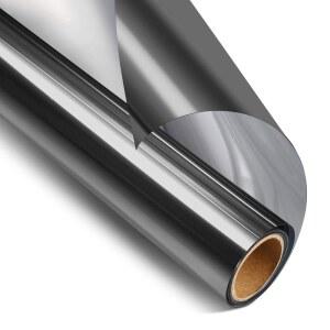 STATINT 프라이버시 윈도우 필름 원웨이 미러 글래스 틴트 열 제어 태양 UV 차단 슬라이딩 도어 반사 정적 접착, 블랙 실버, 17.5인치 X 6.5피트