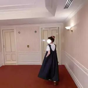 여자 청치마 프렌치 빈티지 데님 멜빵 스커트 A라인 롱 원픽1