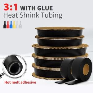 10/50/100M 200미터 폴리올레핀 열수축 튜브 3:1 비율 접착제 라이닝 수축률 절연 케이블 슬리브