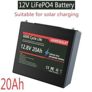 12V LiFePO4 배터리 6000+ 딥사이클 충전식 20Ah 30A BMS 태양광 풍력 전력 전기 모터 자전거용