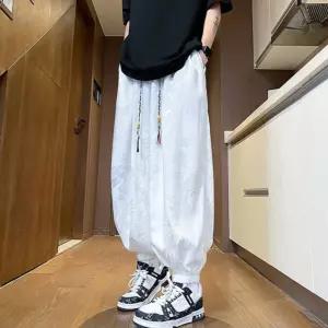 남자 배기핏 바지 얇은 아이스 샤이닝 롱무늬 블루종팬츠 빅사이즈 슬랙스 원픽5