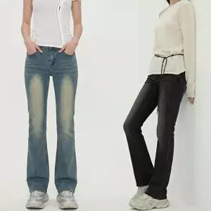 여성 로우라이즈 워싱 스판 부츠컷 데님팬츠