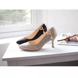 7008 여성구두 힐굽 7cm 정장구두 블랙 골드 cyS7+5nOB