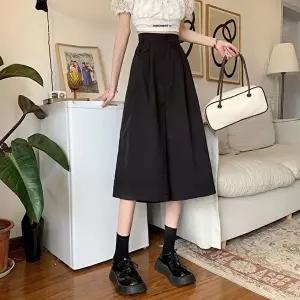 여성 3컬러 봄 여름 얇은 7부 와이드핏 팬츠 치마바지