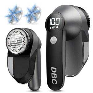 DBC 패브릭 면도기, 옷 LED 디스플레이용 3단 보푸라기 제거기, 15000r/min 강력 모터, 옷용 대형 면도 헤드 6잎 칼날, 볼, 가구, 퍼즈, 블랙 앤 실버