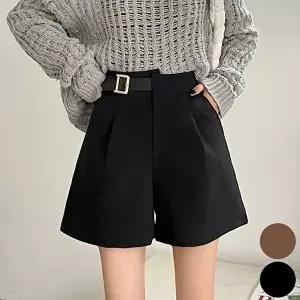 기능성반바지 벨트 뒷밴딩 도톰한 반바지 핀턱 슬랙스 롱부츠 코디