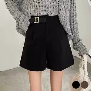 기능성반바지 여성 앞 밸트 뒷밴딩 언발느낌 슬랙스 스타일 반바지