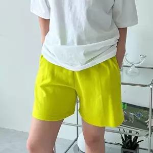 여성면반바지 심플 숏팬츠 기본템 외출 홈웨어 4부 무지 반바지