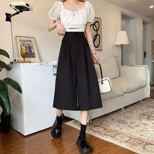 봄 여름 7부 군살커버 여자 와이드 랩팬츠 치마바지