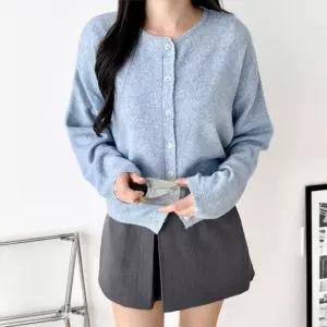 DUGNMARKT  라새나 베이직 라운드넥 데일리 가디건울 니트 데일리간 겨울 절기 브이넥 카라 캐시울