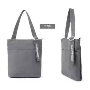 그레이- 중학생 캐주얼 에코백 보조 가방 크로스백 면소재 패브릭 사각형가방 면혼방