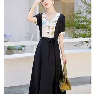 손오천 여름 원피스 여자 화이트 미디 데일리룩 쉬폰 날씬해보이는 A라인 엘레강스 KUK2