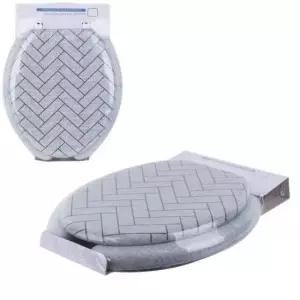 [반려] 변기커버 헤링본 U형 중형 쿠션형 그레이