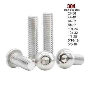 2/50개 UNC/UNF 2  4 6 8 10 3/8-16 미국 영국 스레드 304 스테인레스 스틸 알렌 육각 소켓 버튼 둥근 머리