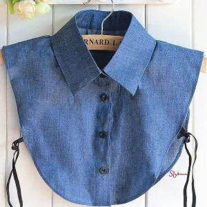 다크블루 카라 페이크 베이직 넥케이프 레이어드efg594