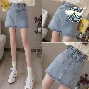 여름 경량 워싱 데님 미니스커트 스타일리시 UkH8+1ItH