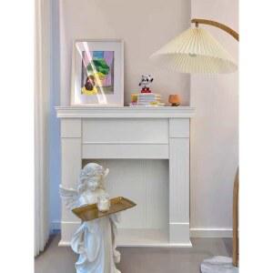 엔틱 벽난로 콘솔 복도 1m 장식장 수납장 꽃 고리무늬 장 거실 흰색