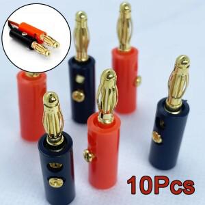 10pcs Banana Speaker Plugs Silver 4mm Connector For Audio Video Cable Adapter Terminal