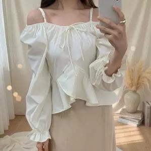 [옷자락]여성 벚꽃 피크닉 오프숄더 프릴 블라우스