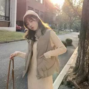 데일리 여성 캐주얼 하이넥 패딩 조끼 베스트