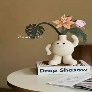 완두콩 귀여운 화병 인테리어 곁눈질 도자기 눈알