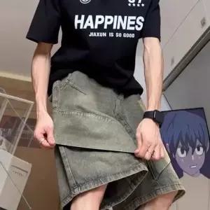 여름 바지 남자 데님 깔끔한 청반바지 스트릿 워싱 반바지 일자 와이드 5부 인기2