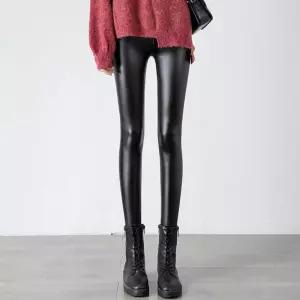 여성 겨울 쫀쫀스판 시크 날씬핏 기모안감 가죽레깅스 XIL9+2rKY