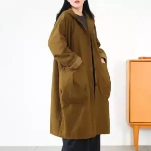 엘럽 여사친 하프 가을 캐주얼 후드 카디건 트렌치코트 무릎까지 오는 빅포켓 원템3