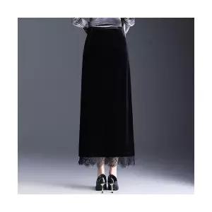 픽토 여자 H라인 스커트 가을 레이스 벨벳 힙업 원턱 일자 젠3