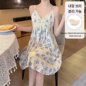 수피 치마 롱 여름 패드 레이스 공주 잠옷 잠옷세트 슬립 나시 얇은 커플 JEN2