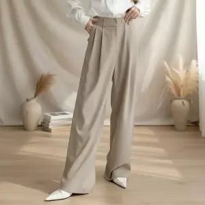 [옷자락]여성 투턱 맥시 와이드 슬랙스 봄 오피스룩