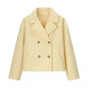 스트레인지 모직 가을 여성용 데일리룩 더블 쇼트 코트 스트리트 KUK3