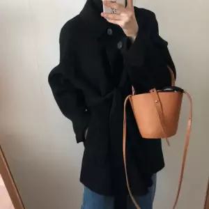 스트레인지 여자 하프 모직 가을 빈티지 터틀넥 스트랩 데일리룩 슬림핏 코트 KUK3